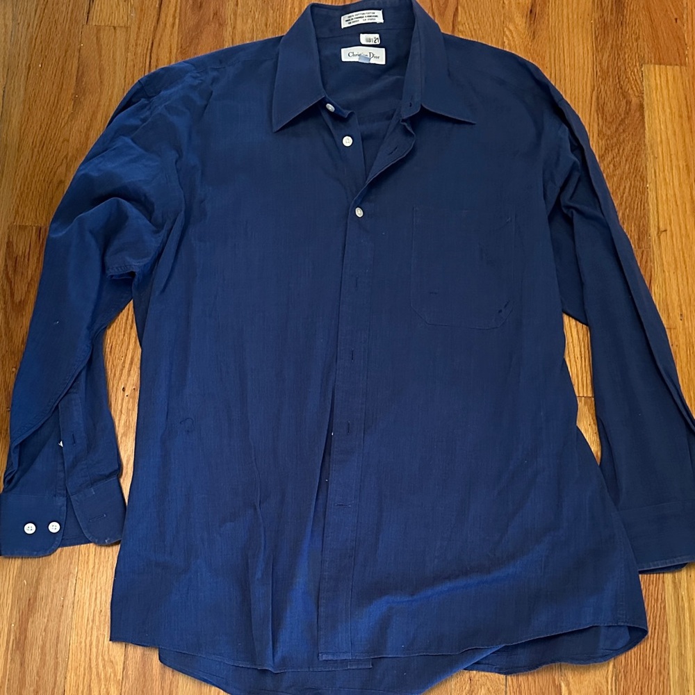 Christian Dior Navy Casual Button-Down Dress Shirt